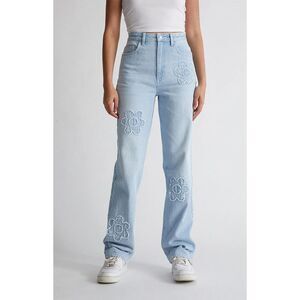 Pacsun Eco Floral Patch 90s Boyfriend Jeans Indigo 28 High Rise Baggy Leg Denim